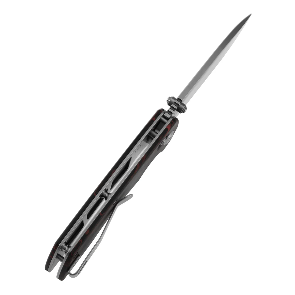 Tenable Kryo Cross Bar Lock | Red & Black G-mascus Handle | 3.58‘’ Stonewashed 14C28N Blade | Kim Ning Design-T1001V11 - Image 5