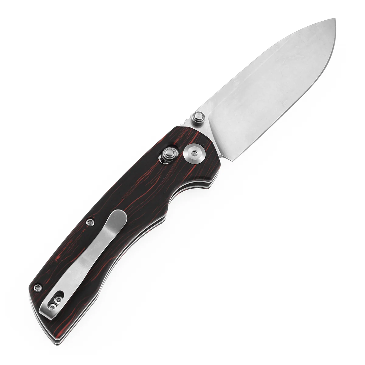 Tenable Kryo Cross Bar Lock | Red & Black G-mascus Handle | 3.58‘’ Stonewashed 14C28N Blade | Kim Ning Design-T1001V11 - Image 8