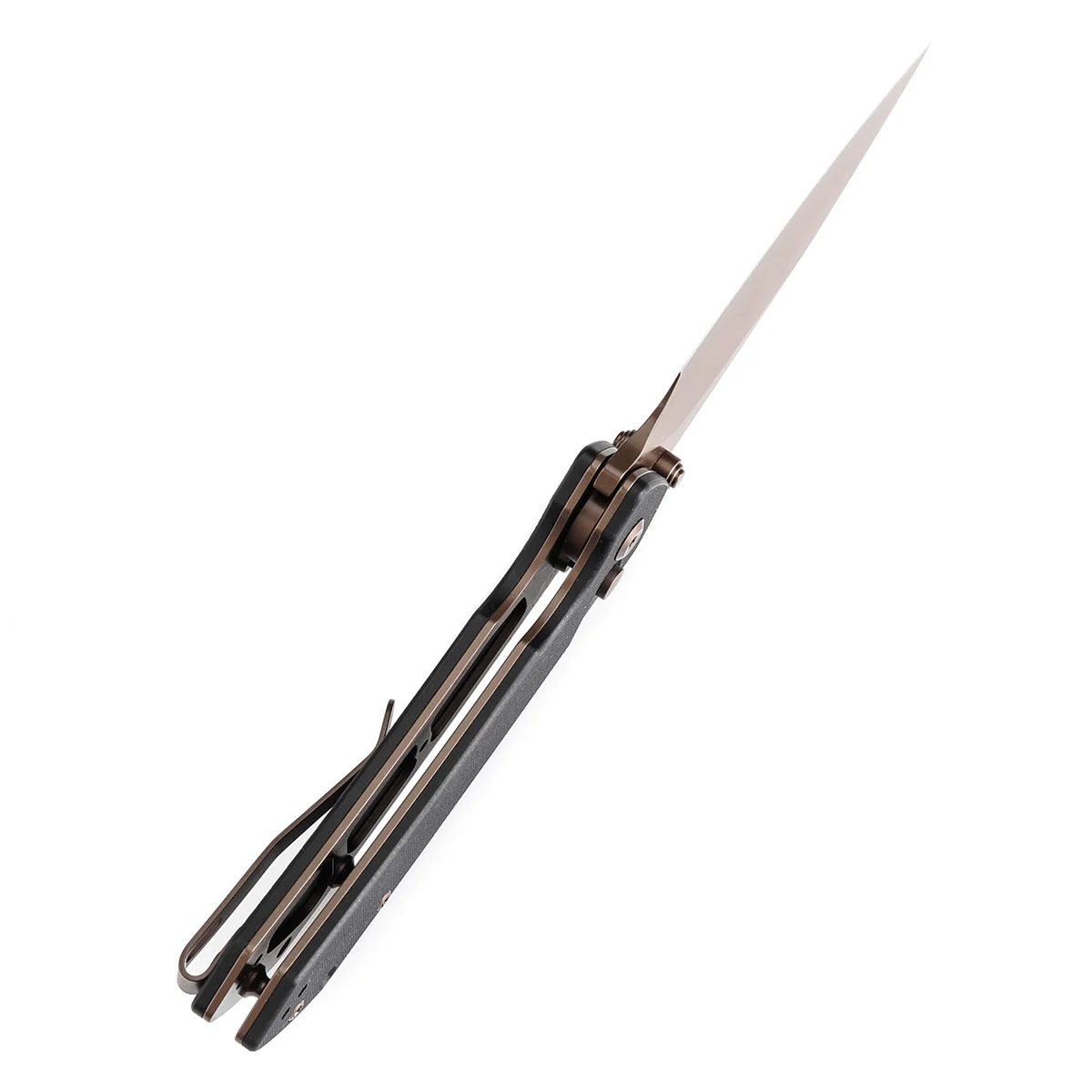 BladeHQ Exclusive Tenable Fenrir Button Lock Knife Black G-10 (3.4" Rose Gold 14C28N) T1034F2 - Image 4