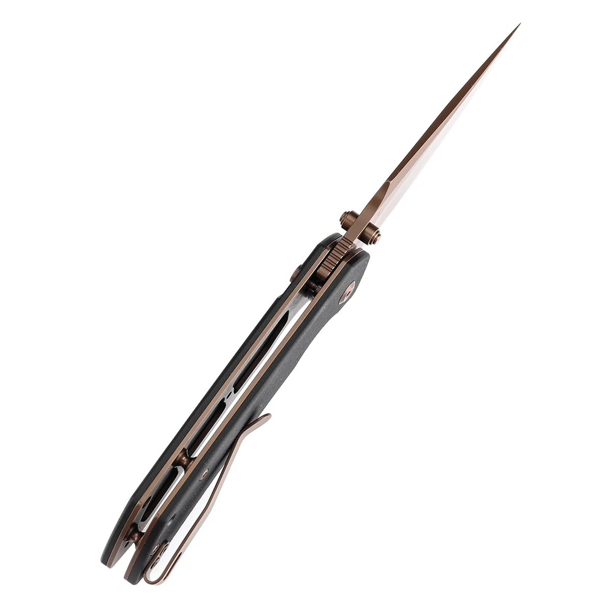 BladeHQ Exclusive Tenable Fenrir Button Lock Knife Black G-10 (3.4" Rose Gold 14C28N) T1034F2 - Image 5