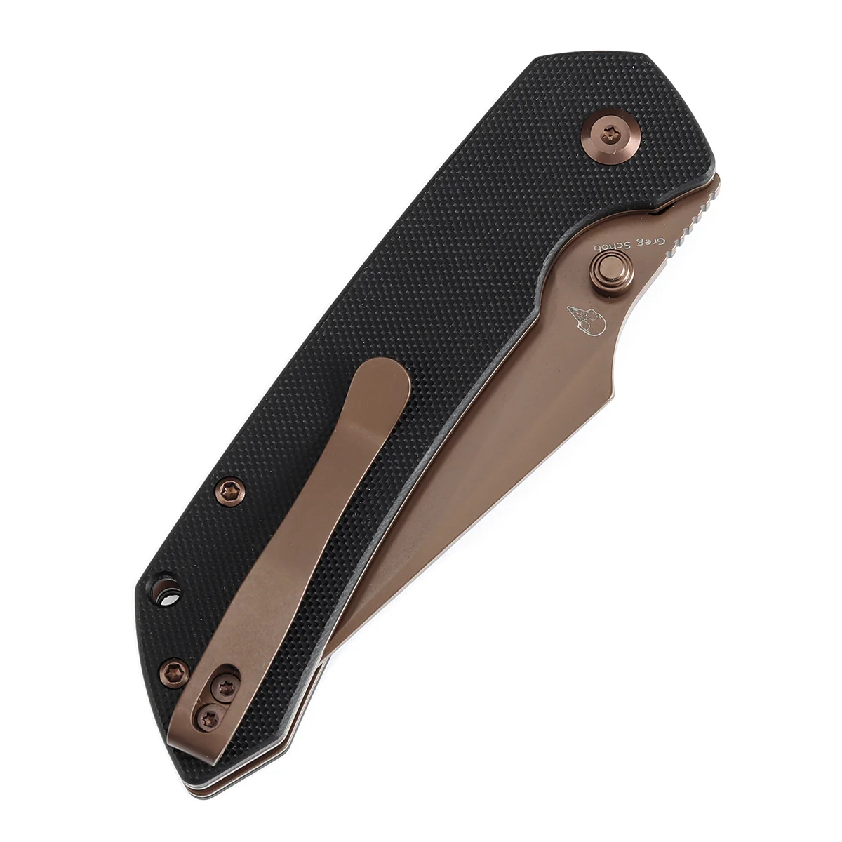 BladeHQ Exclusive Tenable Fenrir Button Lock Knife Black G-10 (3.4" Rose Gold 14C28N) T1034F2 - Image 7