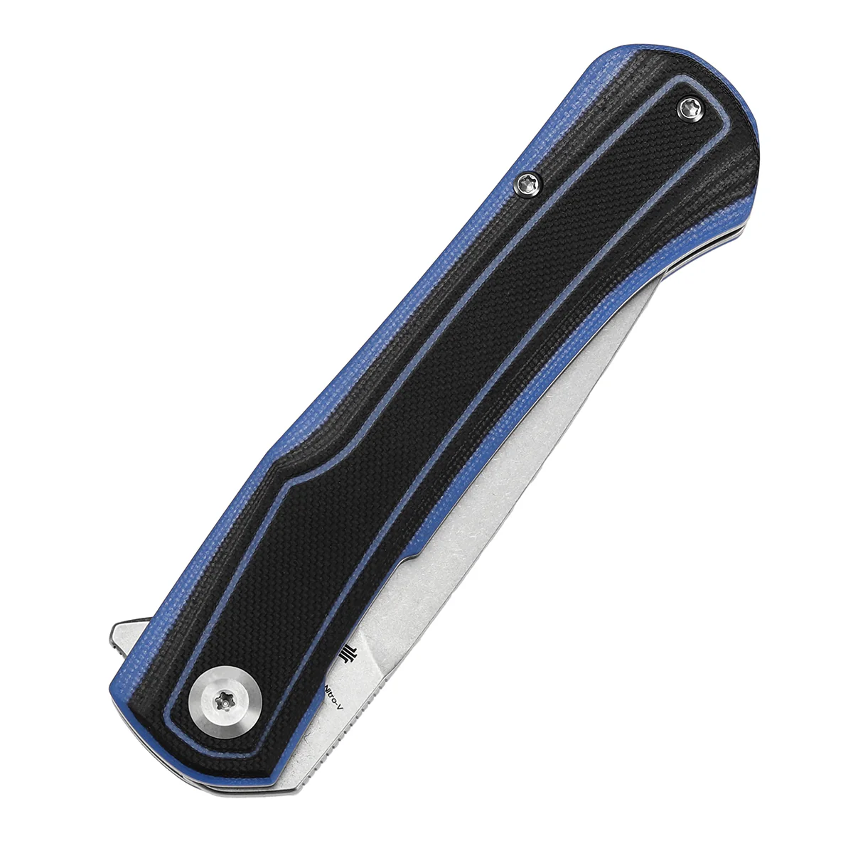 Tenable Kratos Folding Knife Black and Blue G10 Handle(3.79" Stonewashed Nitro-V Blade) Ostap Hel Design-T1024A2 - Image 6