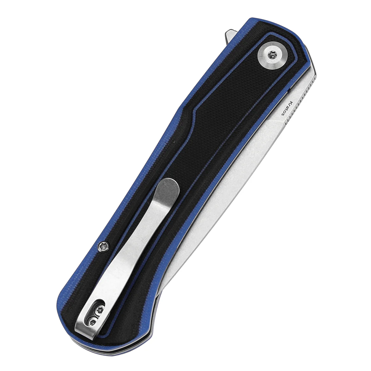 Tenable Kratos Folding Knife Black and Blue G10 Handle(3.79" Stonewashed Nitro-V Blade) Ostap Hel Design-T1024A2 - Image 7