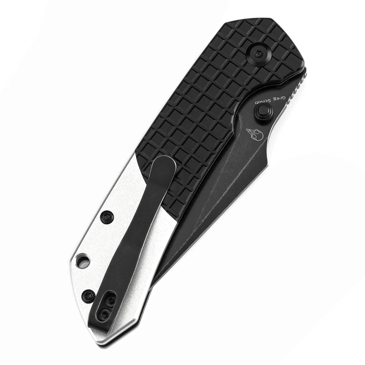 Tenable Button Lock Fenrir Folding Knife Black Frag Pattern & Plain Aluminum Handle (3.45" Blackwash 14C28N Blade) Sparrow Knife Design--T1034S2 - Image 7