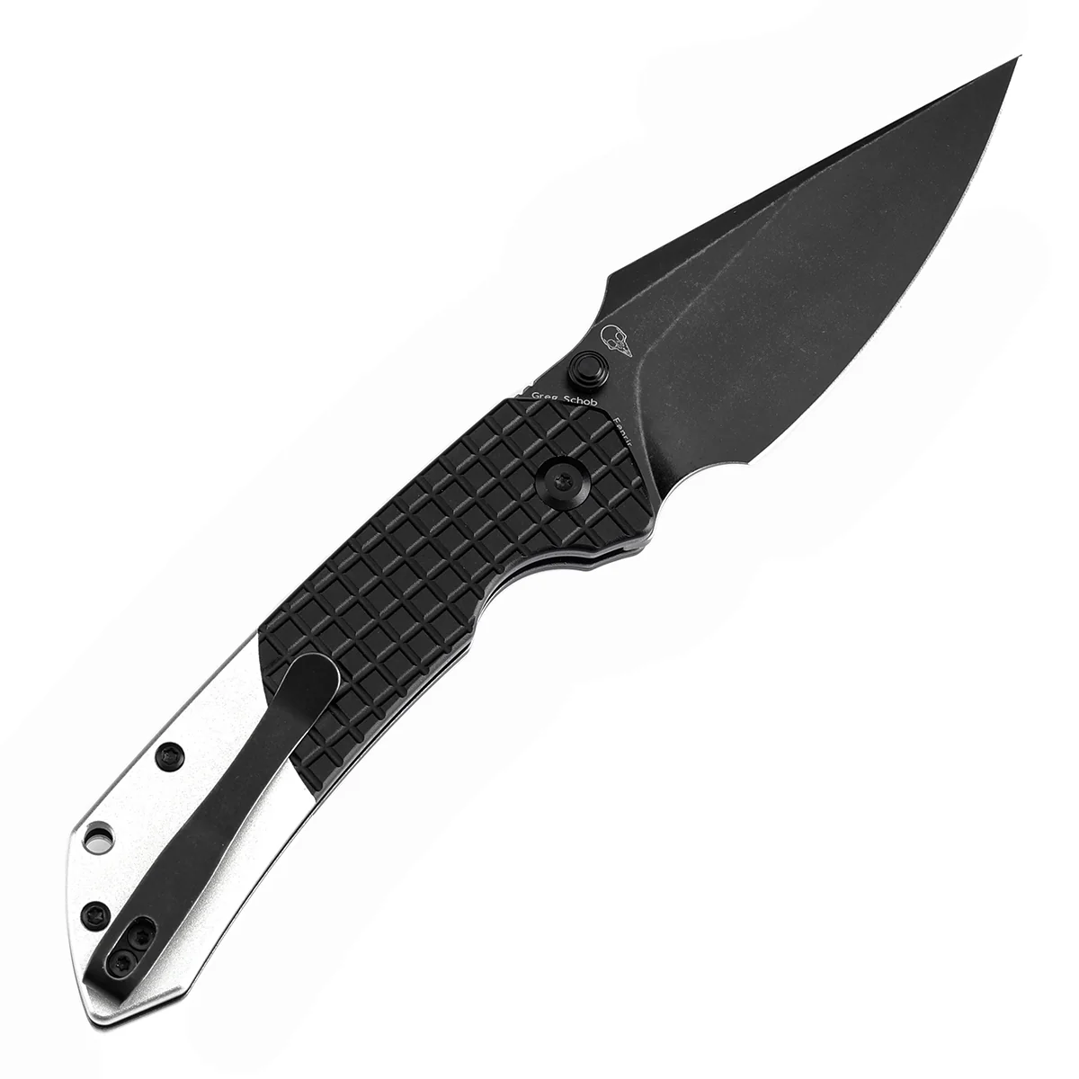Tenable Button Lock Fenrir Folding Knife Black Frag Pattern & Plain Aluminum Handle (3.45" Blackwash 14C28N Blade) Sparrow Knife Design--T1034S2 - Image 8