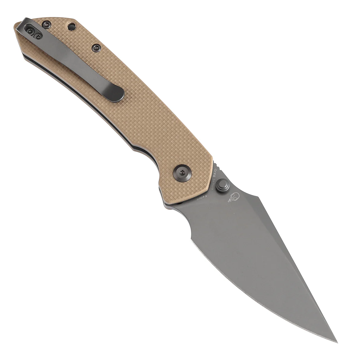 Tenable Button Lock Fenrir Folding Knife Light Sand G10 Handle (3.45" Grey TiCn Coated 14C28N Blade) Sparrow Knife Design--T1034F4 - Image 3