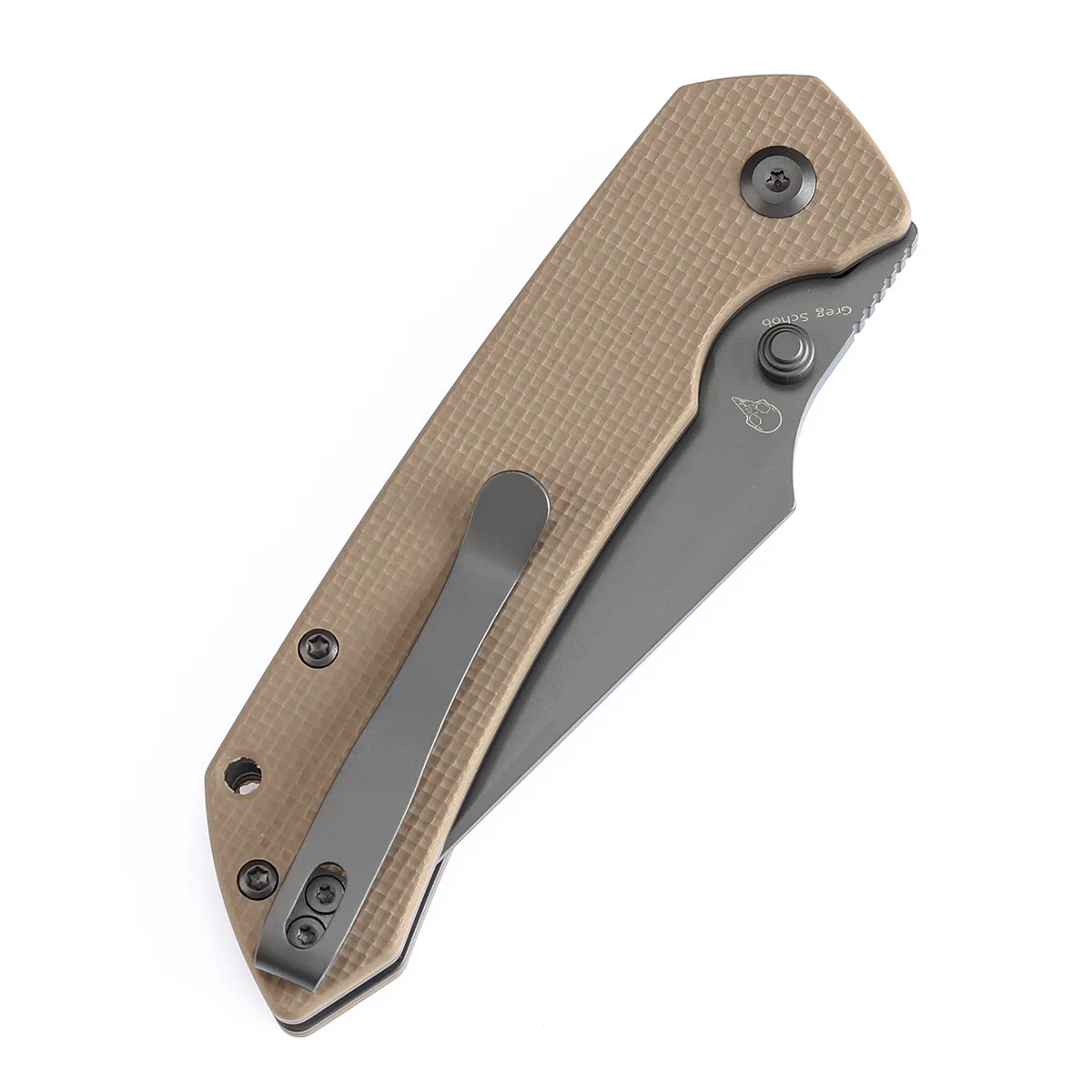Tenable Button Lock Fenrir Folding Knife Light Sand G10 Handle (3.45" Grey TiCn Coated 14C28N Blade) Sparrow Knife Design--T1034F4 - Image 7