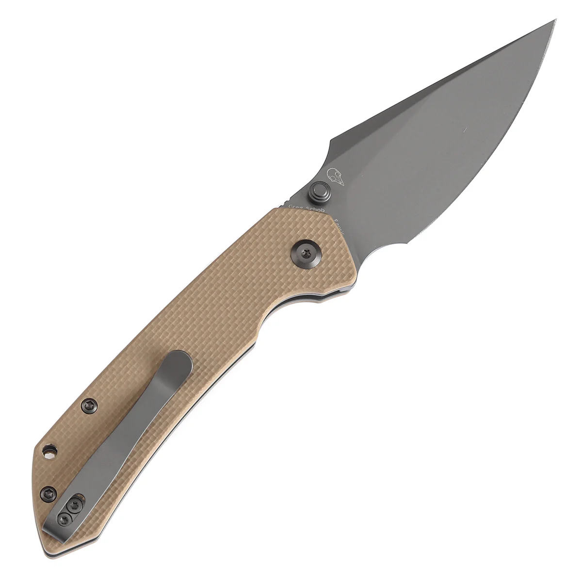 Tenable Button Lock Fenrir Folding Knife Light Sand G10 Handle (3.45" Grey TiCn Coated 14C28N Blade) Sparrow Knife Design--T1034F4 - Image 8