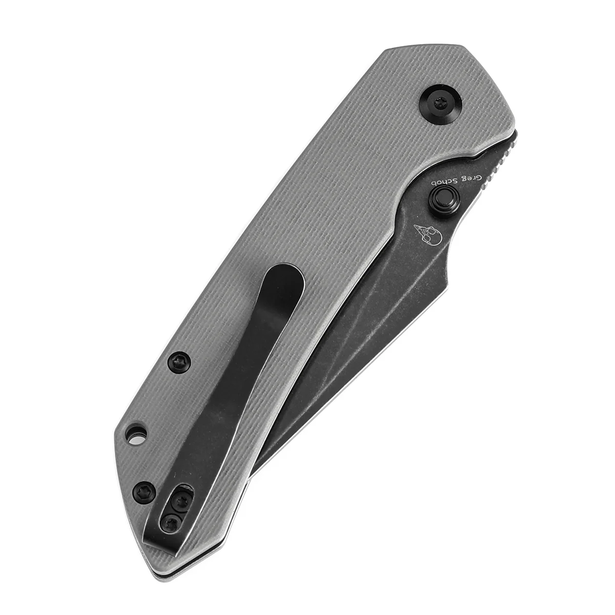 Tenable Button Lock Fenrir Folding Knife Grey G10 Handle (3.45" Blackwash 14C28N Blade) Sparrow Knife Design--T1034F3 - Image 7