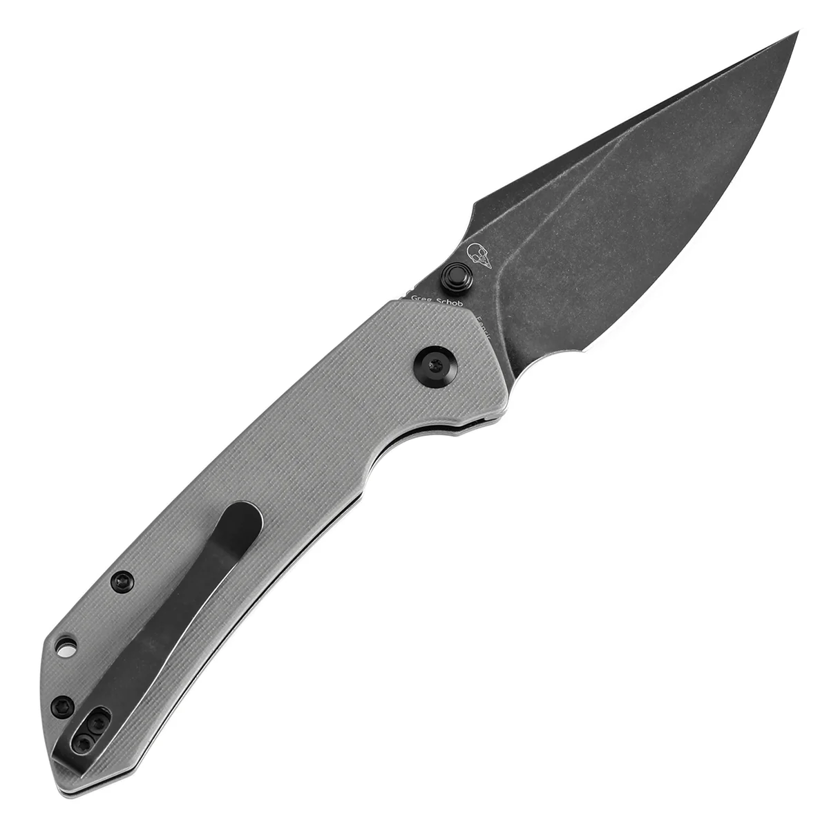 Tenable Button Lock Fenrir Folding Knife Grey G10 Handle (3.45" Blackwash 14C28N Blade) Sparrow Knife Design--T1034F3 - Image 8