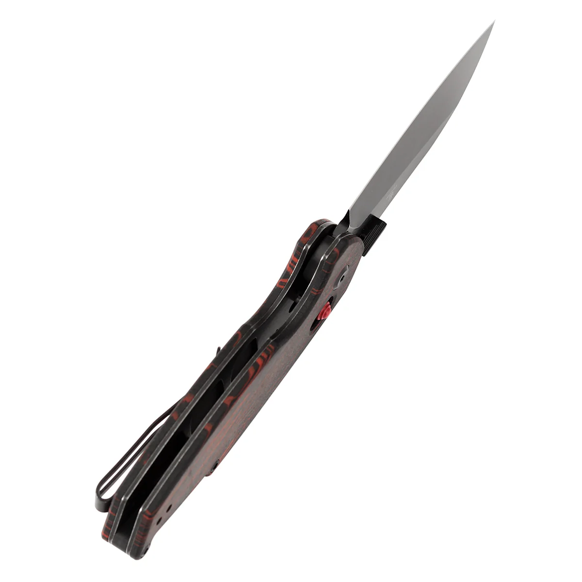 Tenable Model 6 Cross Bar Lock | Red & Black G-mascus Handle | 3.1" Blackwash 14C28N Blade | Nick Swan Design--T1022V7 - Image 4