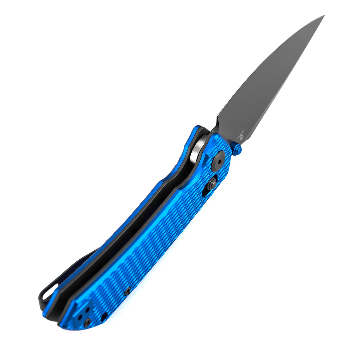Fenrir Cross Bar Lock Folding Knife| 3.48'' Gray TiCn Coated Nitro V Blade | Blue Anodized Aluminum with Diamond Pattern Handle | Sparrow Knife Design| T1034V15 - Image 7
