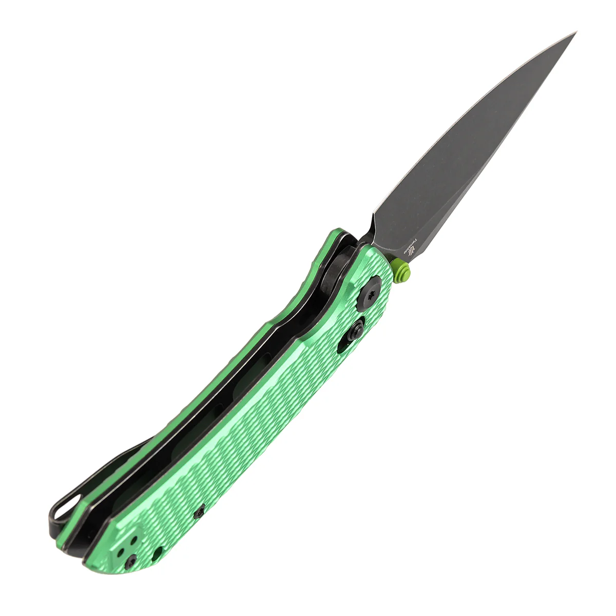 Fenrir Cross Bar Lock Folding Knife| 3.48'' Blackwash Nitro-V Blade | Green Anodized Aluminum with Diamond Patter Handle | Sparrow Knife Design| T1034V16 - Image 4