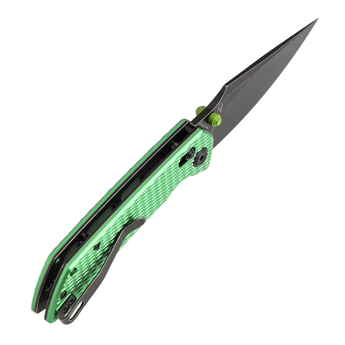 Fenrir Cross Bar Lock Folding Knife| 3.48'' Blackwash Nitro-V Blade | Green Anodized Aluminum with Diamond Patter Handle | Sparrow Knife Design| T1034V16 - Image 5