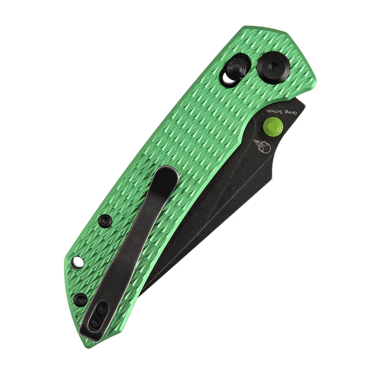 Fenrir Cross Bar Lock Folding Knife| 3.48'' Blackwash Nitro-V Blade | Green Anodized Aluminum with Diamond Patter Handle | Sparrow Knife Design| T1034V16 - Image 7