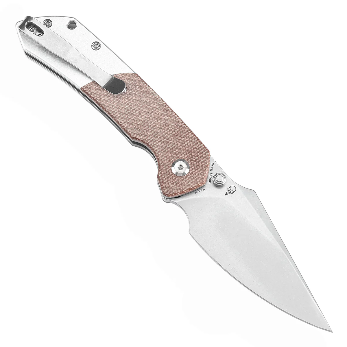 Going Gear Exclusive Tenable Fenrir Button Lock Knife Brown Micarta & Plain Aluminum Handle (3.4" Stonewashed 14C28N) T1034S4 - Image 3