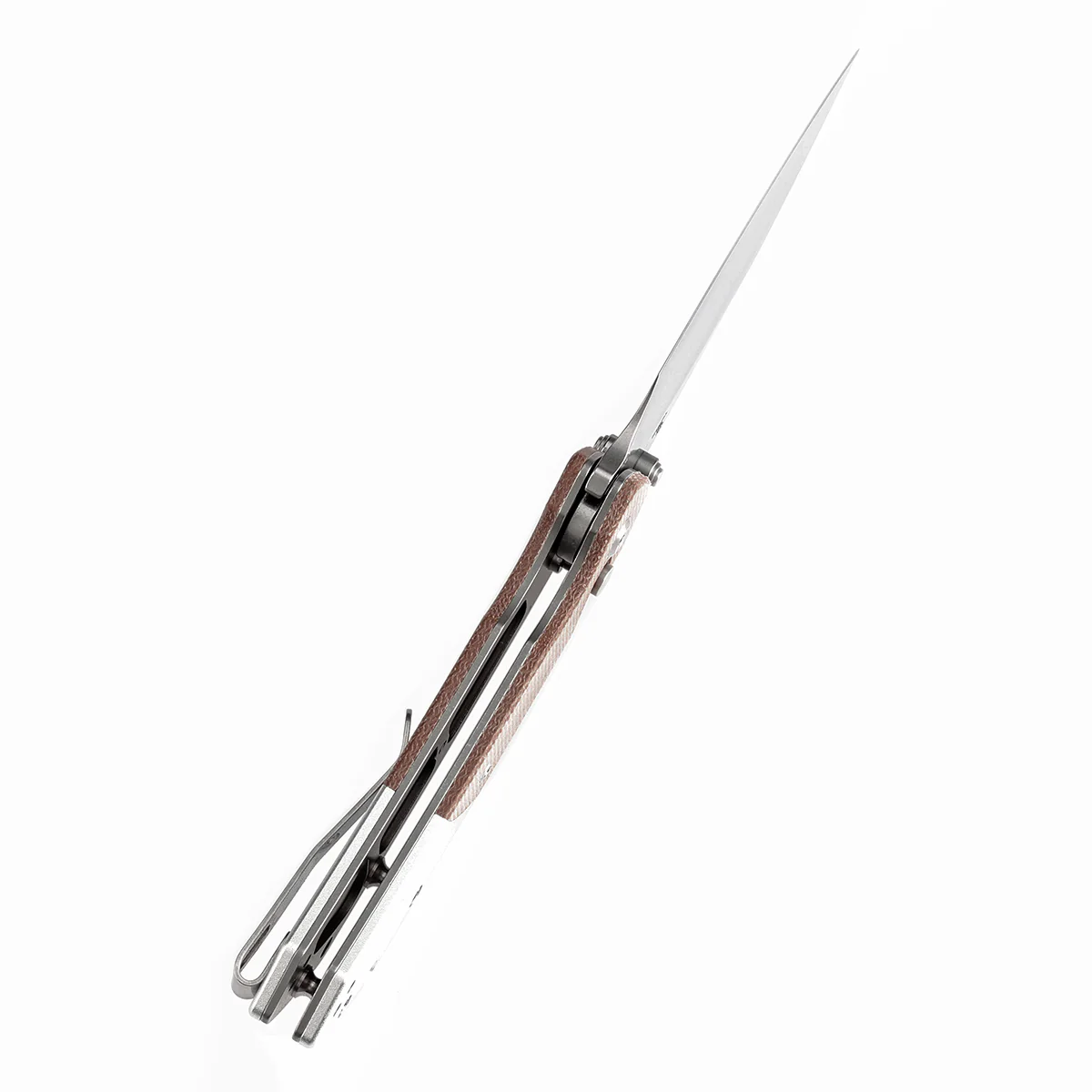 Going Gear Exclusive Tenable Fenrir Button Lock Knife Brown Micarta & Plain Aluminum Handle (3.4" Stonewashed 14C28N) T1034S4 - Image 4