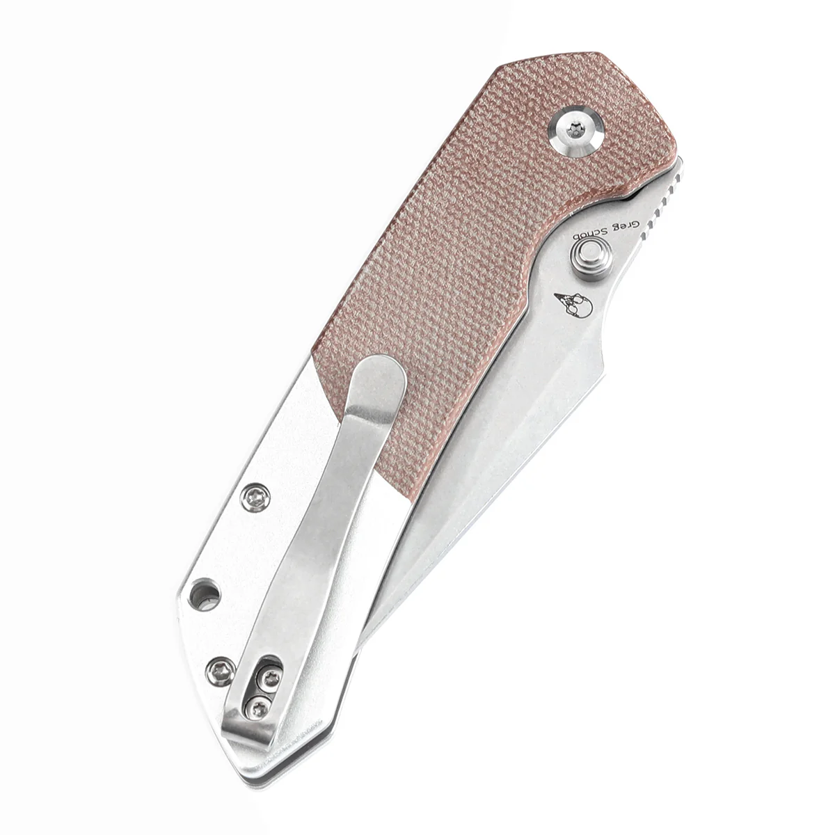 Going Gear Exclusive Tenable Fenrir Button Lock Knife Brown Micarta & Plain Aluminum Handle (3.4" Stonewashed 14C28N) T1034S4 - Image 7
