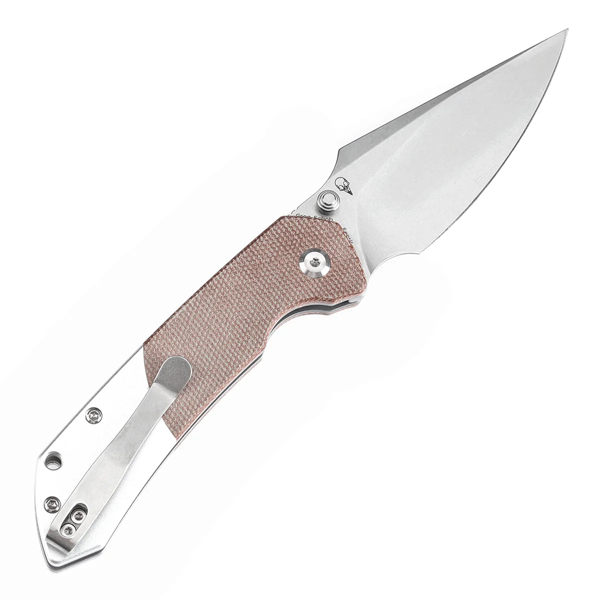 Going Gear Exclusive Tenable Fenrir Button Lock Knife Brown Micarta & Plain Aluminum Handle (3.4" Stonewashed 14C28N) T1034S4 - Image 8