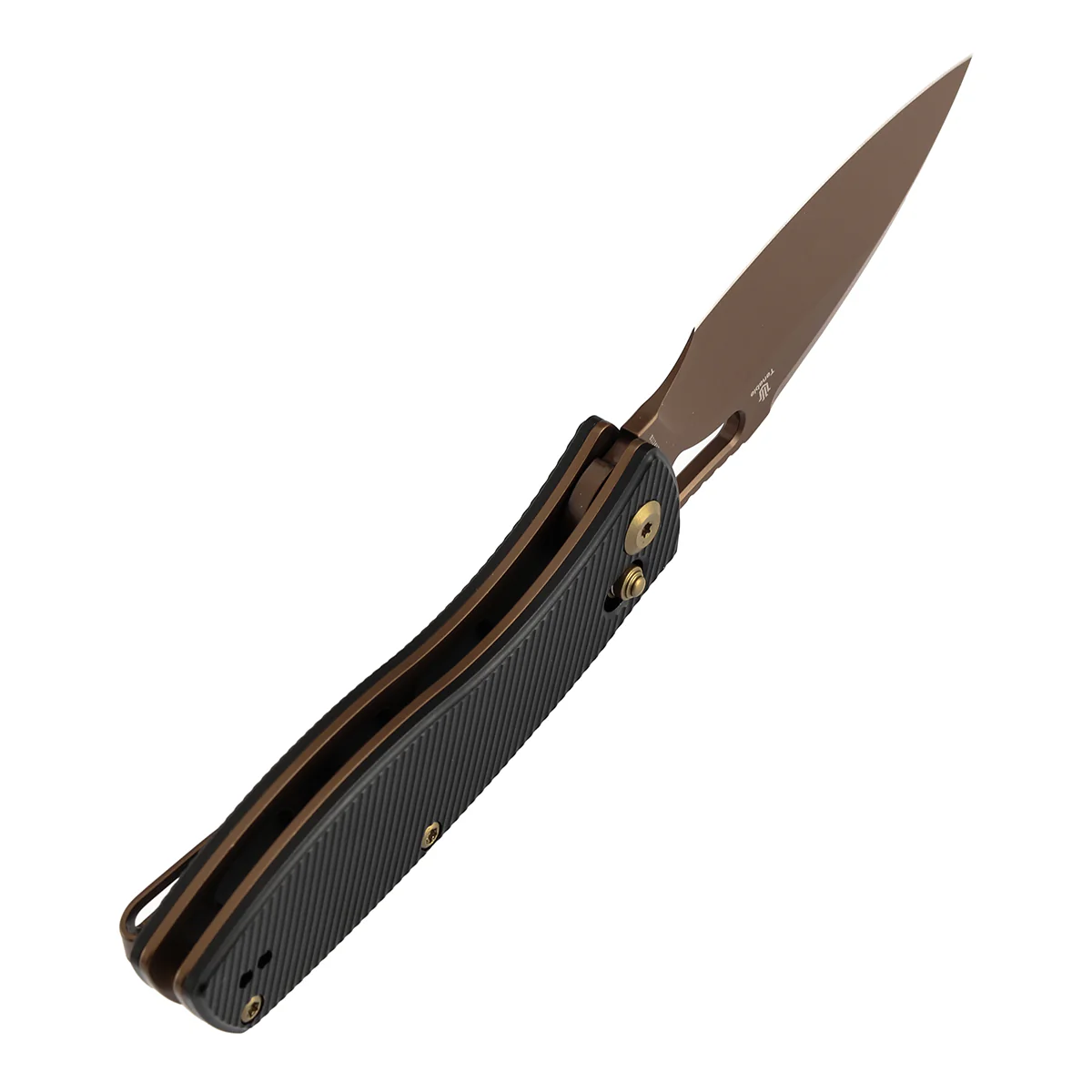 Heron Crossbar Lock Folding Knife - 3.13" Rose Gold Nitro V Blade | Black  Aluminum Handle | Johan Jordaan-B2124V2 - Image 4