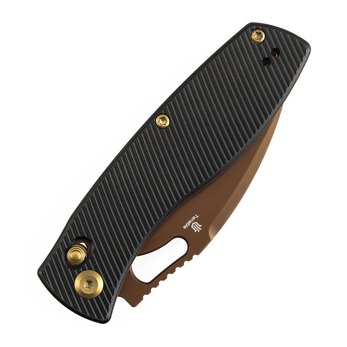 Heron Crossbar Lock Folding Knife - 3.13" Rose Gold Nitro V Blade | Black  Aluminum Handle | Johan Jordaan-B2124V2 - Image 6