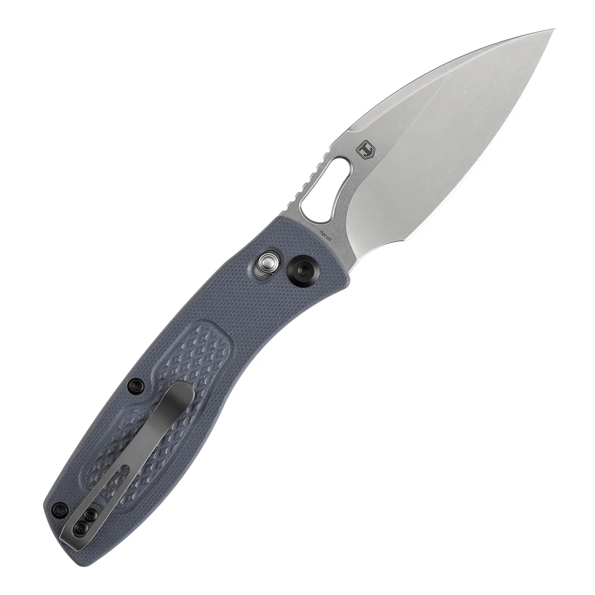 Heron Crossbar Lock Folding Knife - 3.13" Nitro V Blade | Gray G10 Handle with Diamond Pattern| Johan Jordaan - B2124V6 - Image 8