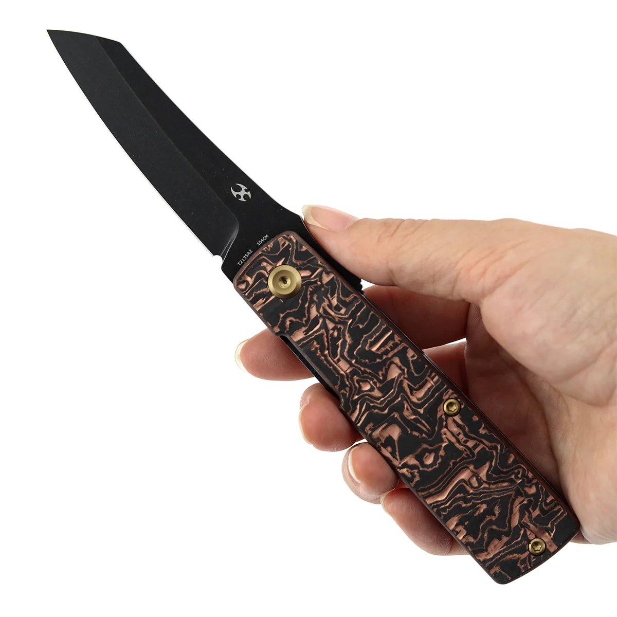 KANSEPT Higonokami | Liner Lock | 3.02'' 154CM Blade | Copper Carbon FIber Handle | Goran mihajlovic Design | T2135A2 - Image 9