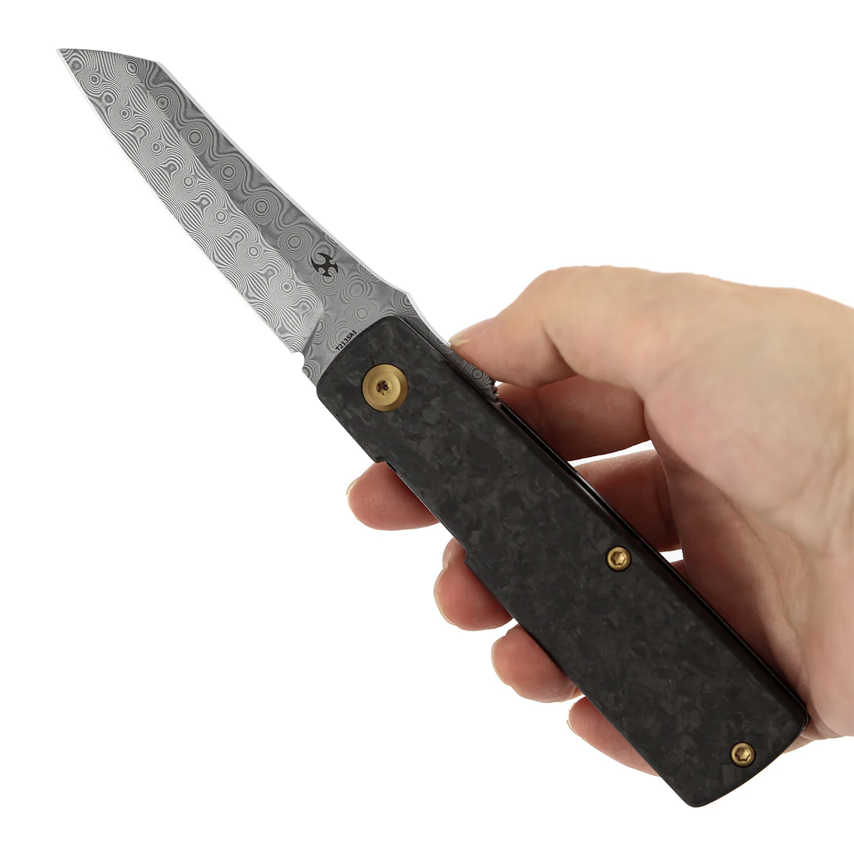 KANSEPT Higonokami | Liner Lock | 3.02'' Damascus Blade | Shred Carbon FIber Handle | Goran mihajlovic Design | T2135A1 - Image 9