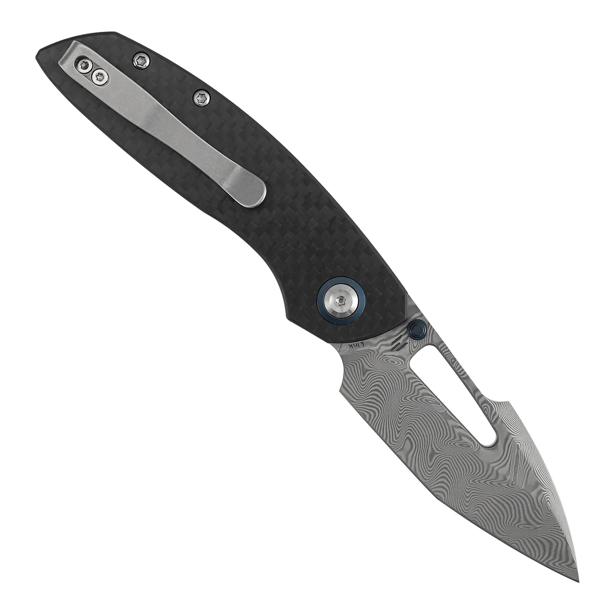 Tenable Link Folding Knife | Damascus Blade | Twill Carbon FIber & G10 Handle| Triple Stripe Knives Design | B1068A1 - Image 3