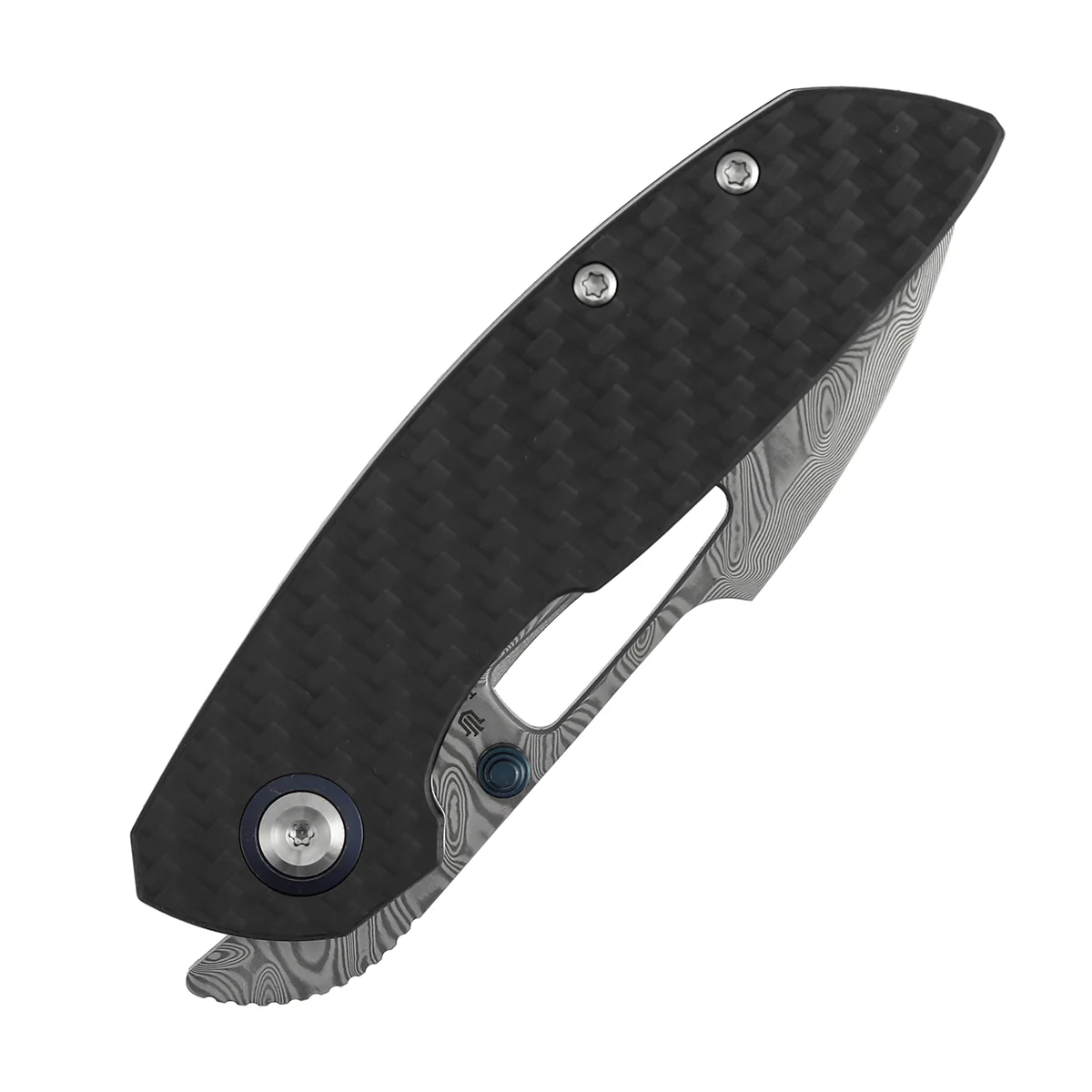 Tenable Link Folding Knife | Damascus Blade | Twill Carbon FIber & G10 Handle| Triple Stripe Knives Design | B1068A1 - Image 4