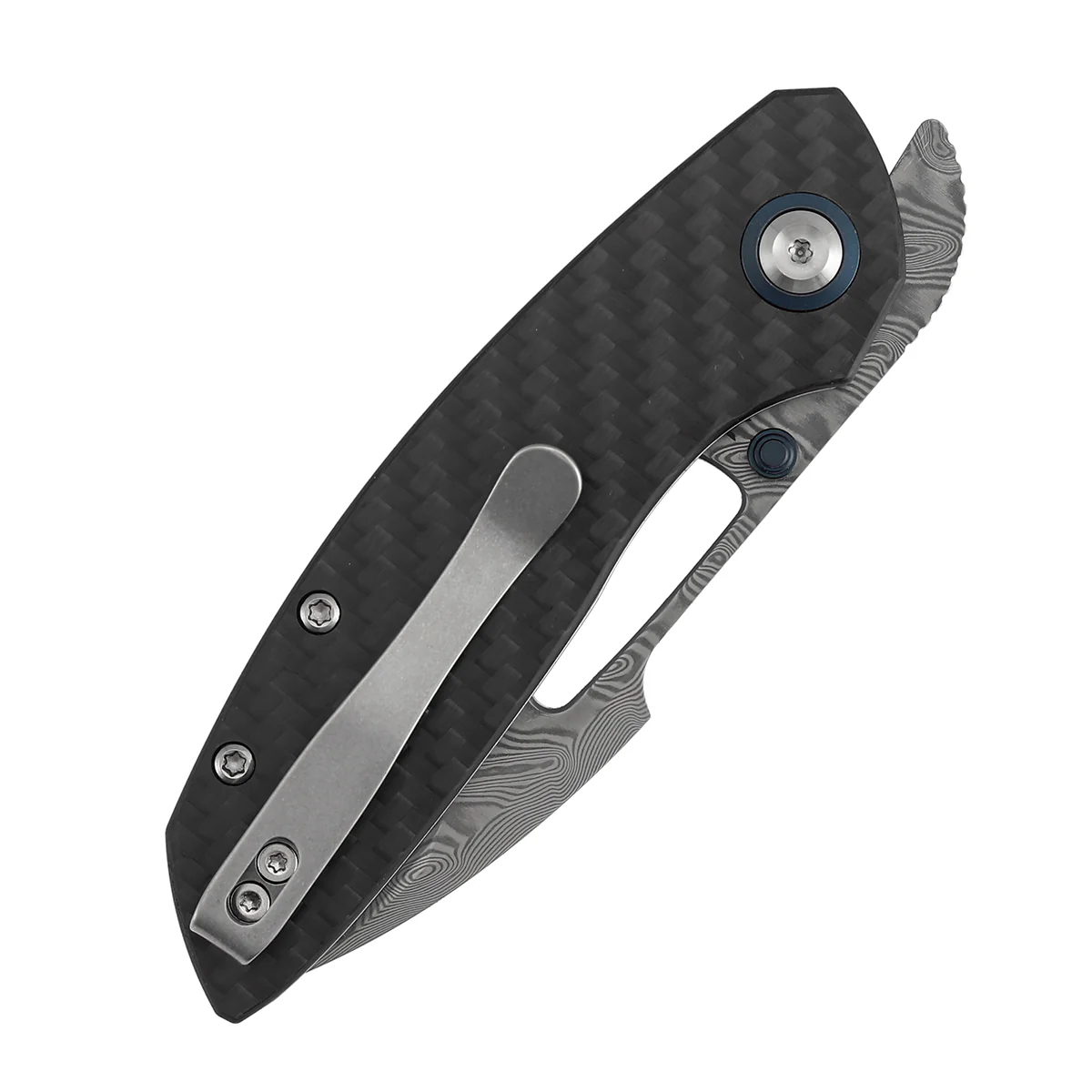 Tenable Link Folding Knife | Damascus Blade | Twill Carbon FIber & G10 Handle| Triple Stripe Knives Design | B1068A1 - Image 5
