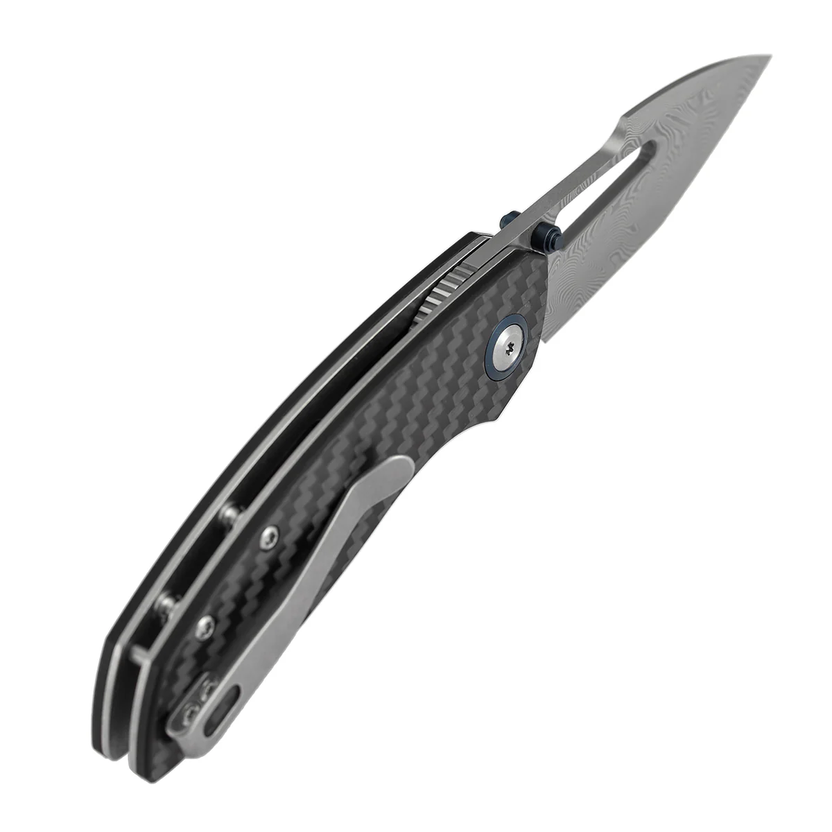 Tenable Link Folding Knife | Damascus Blade | Twill Carbon FIber & G10 Handle| Triple Stripe Knives Design | B1068A1 - Image 6