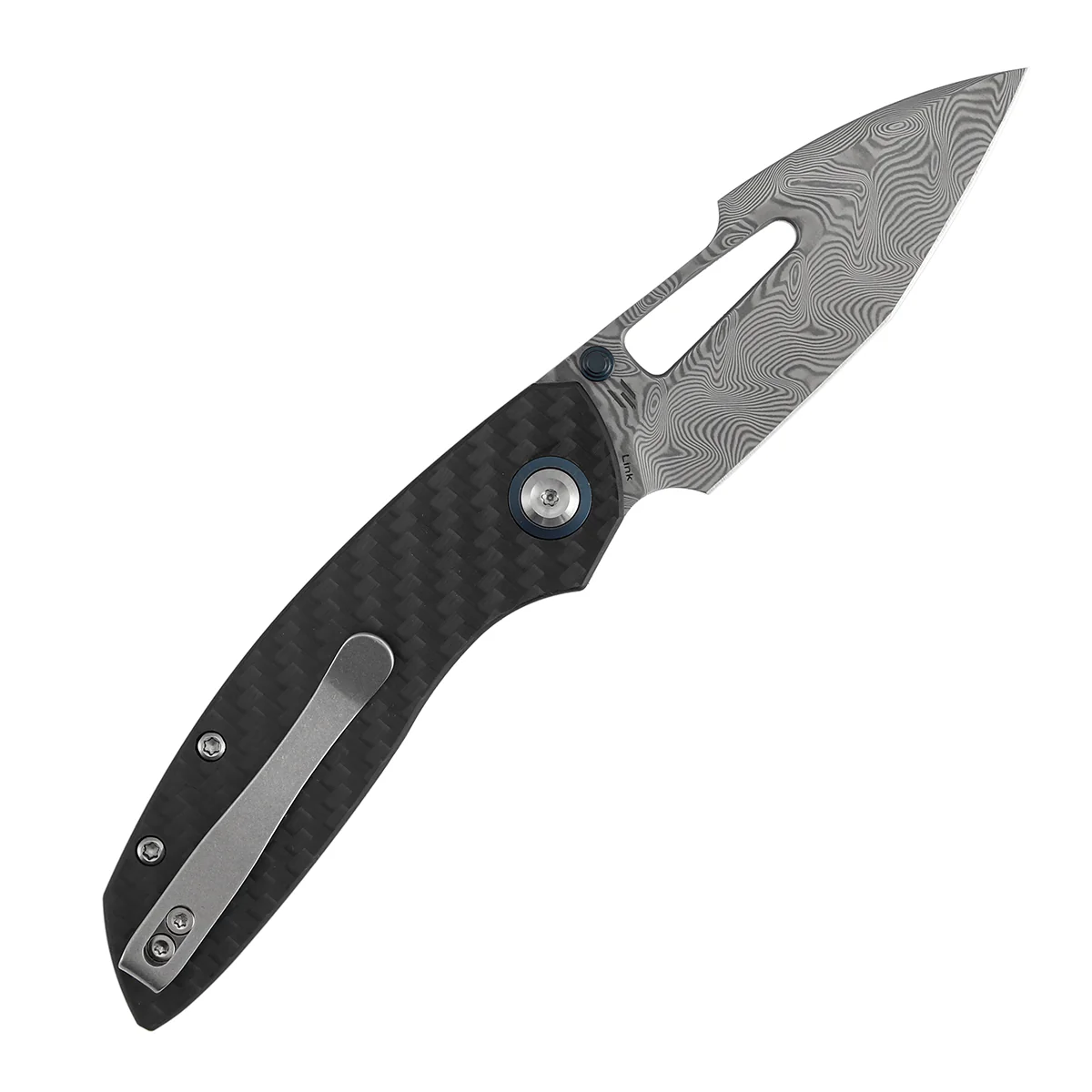 Tenable Link Folding Knife | Damascus Blade | Twill Carbon FIber & G10 Handle| Triple Stripe Knives Design | B1068A1 - Image 8