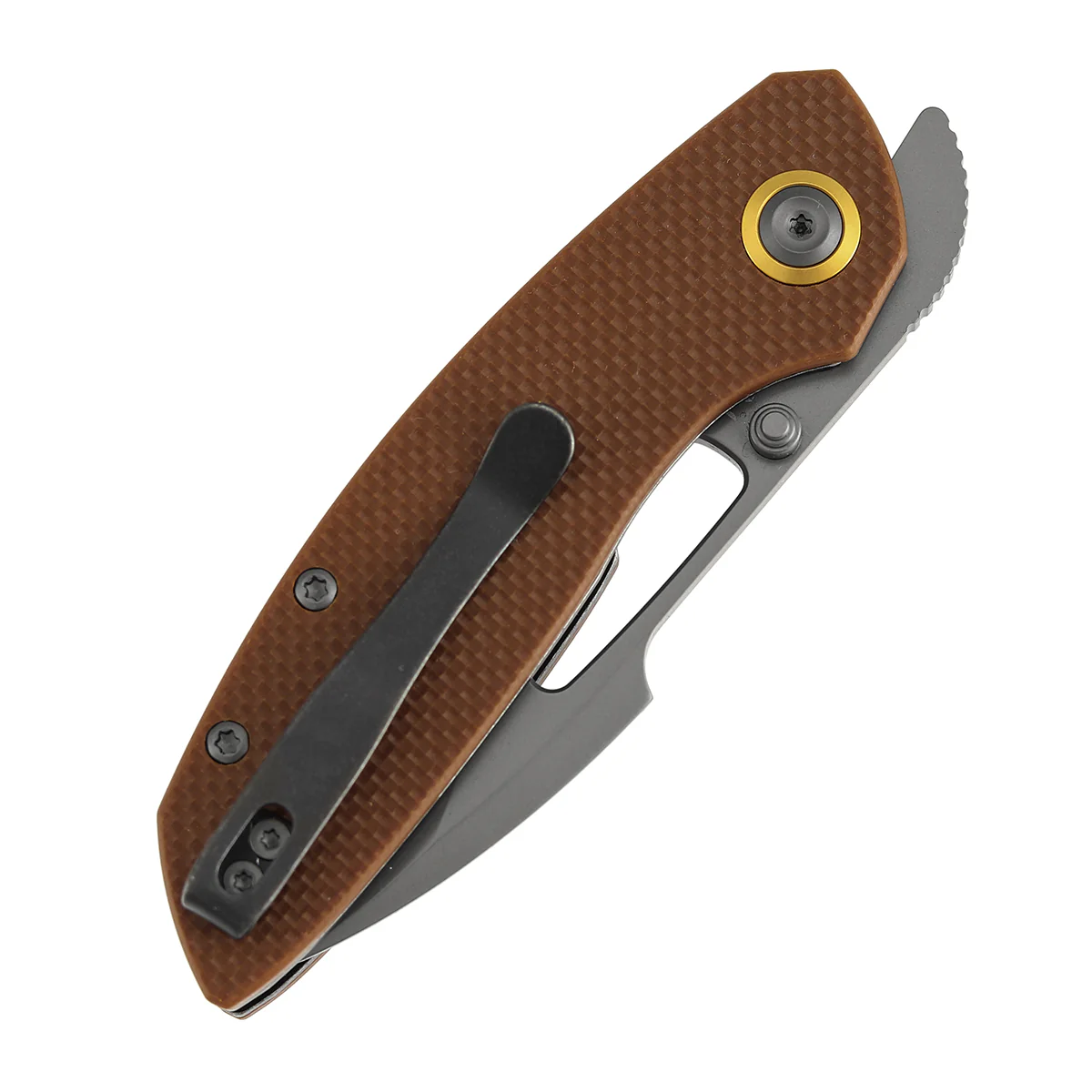 Tenable Link Folding Knife | 3.0" Gray TiCn Coated 14C28N Blade | Brown G10 Handle| Triple Stripe Knives Design | B1068A2 - Image 5