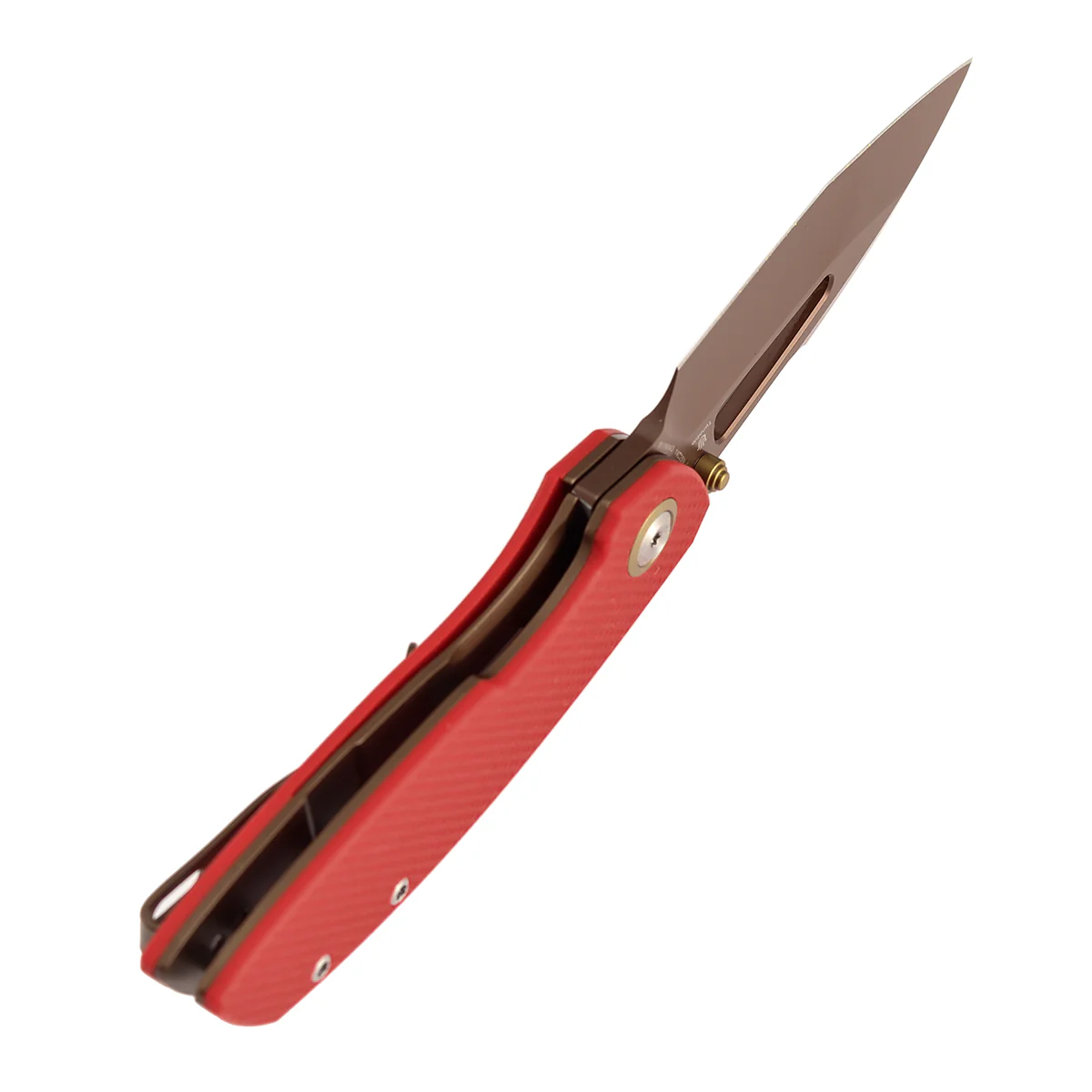 Tenable Link Folding Knife | 3.0" Rose Gold 14C28N | Coarse-textured Red G10 | Triple Stripe Knives Design | B1068A3 - Image 4
