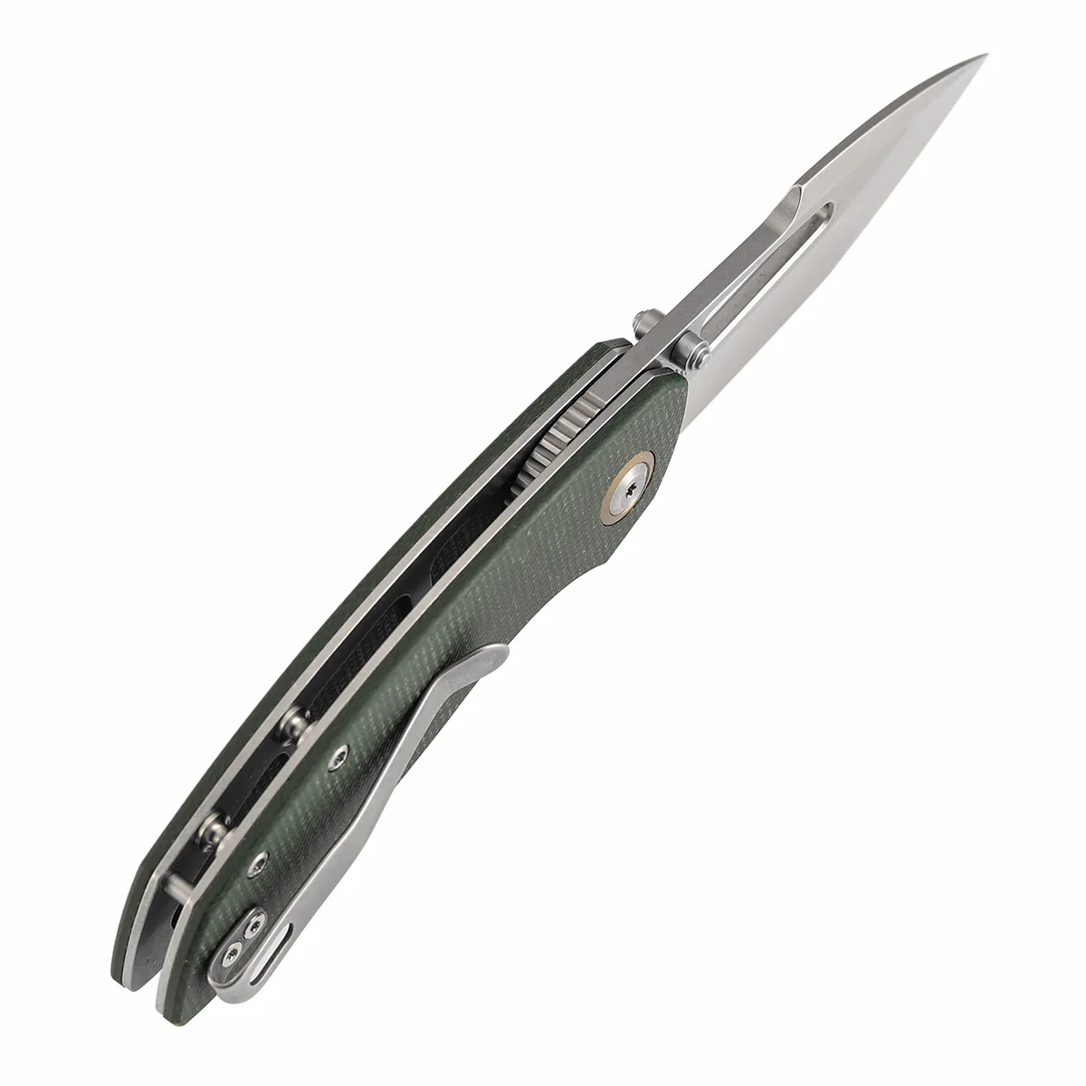 Tenable Link Folding Knife | 3.0" Stonewashed 14C28N Blade | Green Micarta Handle| Triple Stripe Knives Design | B1068A5 - Image 5