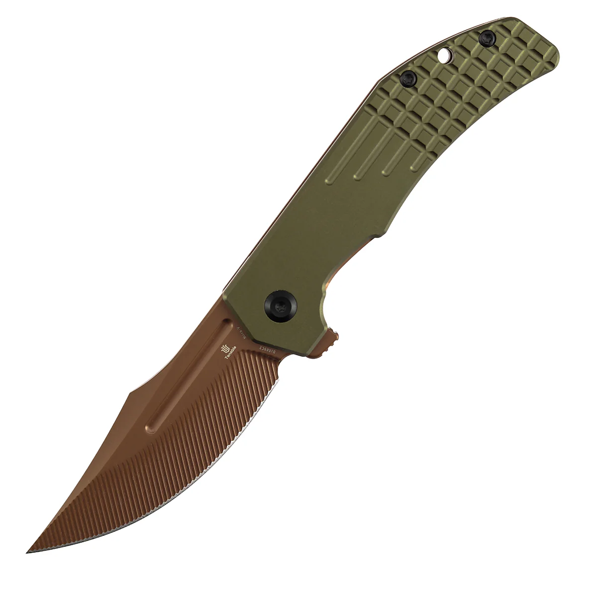 Tenable Orion Flipper Folding Knife | 3.07" Rose Gold Nitro V with CNC Milling Blade | Green Aluminum Handle | JB Stout Design | B1089C2 - Image 10