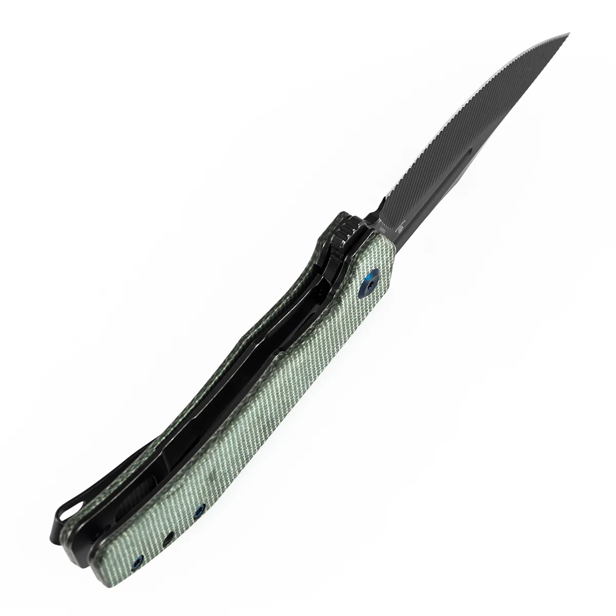 Tenable Orion Flipper Folding Knife | Green Micarta Handle | 3.07" Blackwash Nitro V with CNC Milling Blade | JB Stout Design | B1089C4 - Image 4