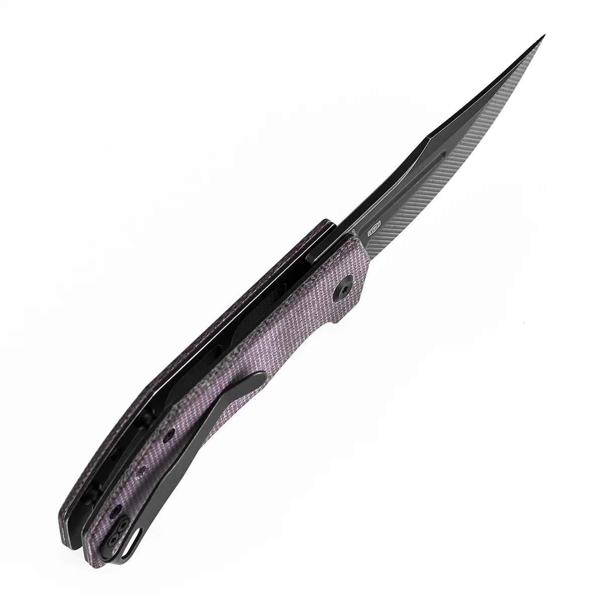 Tenable Orion Flipper Folding Knife | Purple Micarta Handle | 3.07" Blackwash Nitro V with CNC Milling Blade | JB Stout Design | B1089C1 - Image 5
