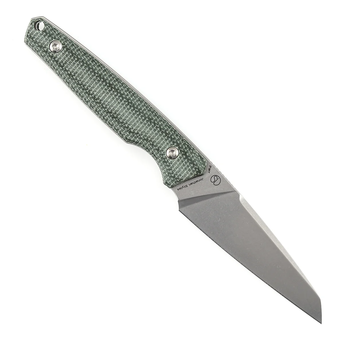 Tenable Parr Fixed Blade Knife | 2.87'' Stonewashed 14C28N Blade| Green Micarta Handle | Jonathan Styles - G011B5 - Image 4