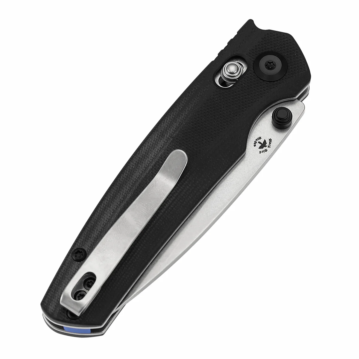 Tenable Raven Cross Bar Lock Folding Knife | 3.14" Stonewashed 14C28N Blade | Black G10 Handle |  Black Bird Blades Design - T2109V4 - Image 7