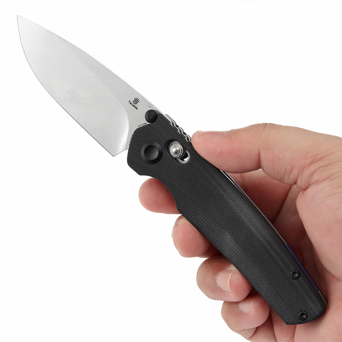 Tenable Raven Cross Bar Lock Folding Knife | 3.14" Stonewashed 14C28N Blade | Black G10 Handle |  Black Bird Blades Design - T2109V4 - Image 9