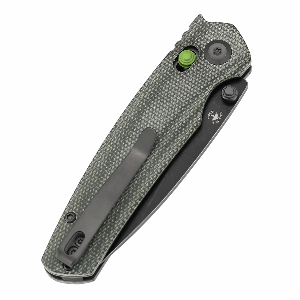 Tenable Raven Cross Bar Lock Folding Knife | 3.14" Blackwash 14C28N Blade | Green Micarta Handle |  Black Bird Blades Design- T2109V5 - Image 7