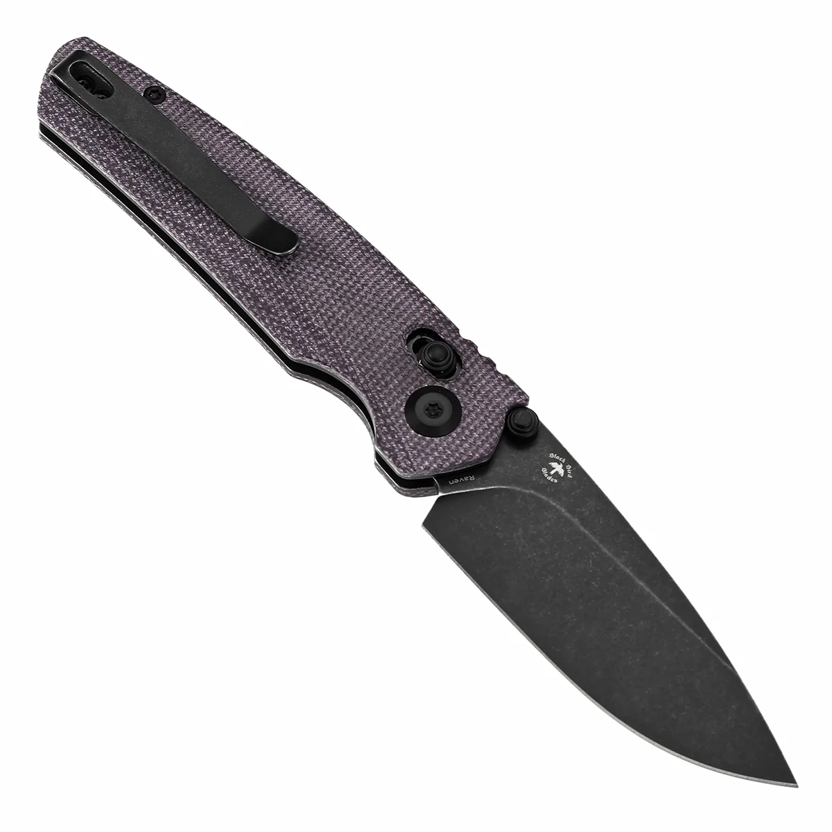 Tenable Raven Cross Bar Lock Folding Knife | 3.14" Blackwash 14C28N Blade | Purple Micarta Handle |  Black Bird Blades Design -T2109V7 - Image 3