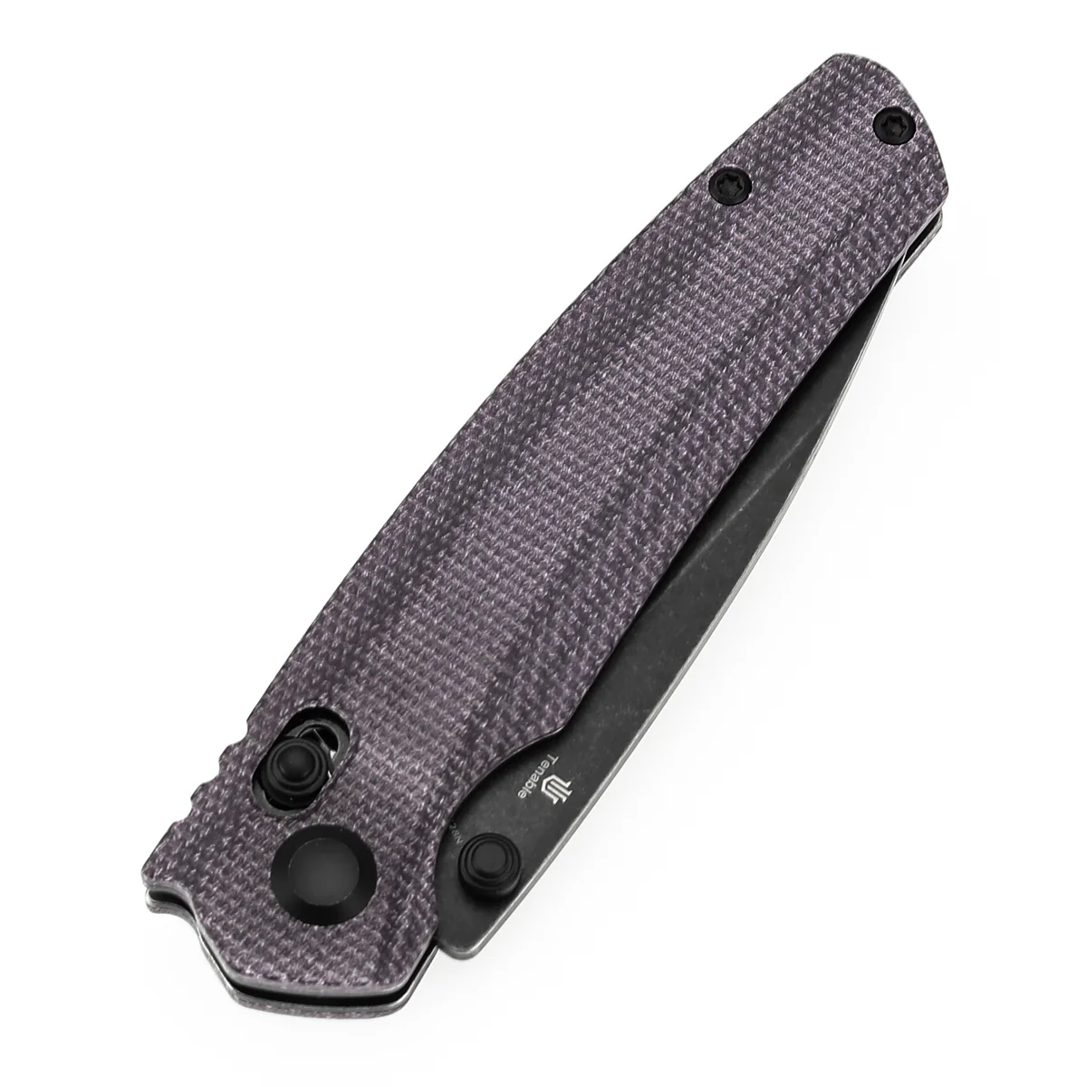 Tenable Raven Cross Bar Lock Folding Knife | 3.14" Blackwash 14C28N Blade | Purple Micarta Handle |  Black Bird Blades Design -T2109V7 - Image 6