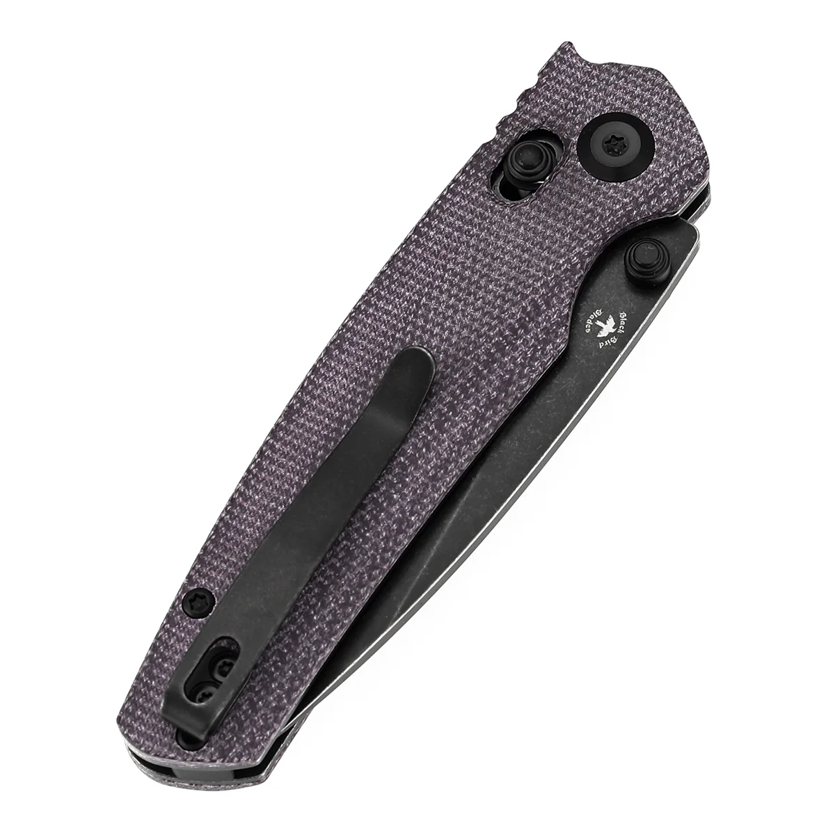 Tenable Raven Cross Bar Lock Folding Knife | 3.14" Blackwash 14C28N Blade | Purple Micarta Handle |  Black Bird Blades Design -T2109V7 - Image 7