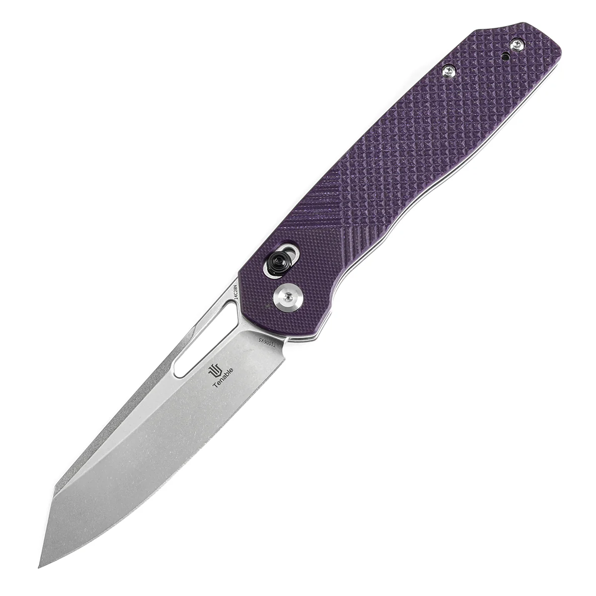 Tenable Shard | Cross Bar Lock Folding Knife | 3.47'' Stonewashed 14C28N Blade | Purple G10 Handle | Kim Ning Design | T1006V5 - Image 2