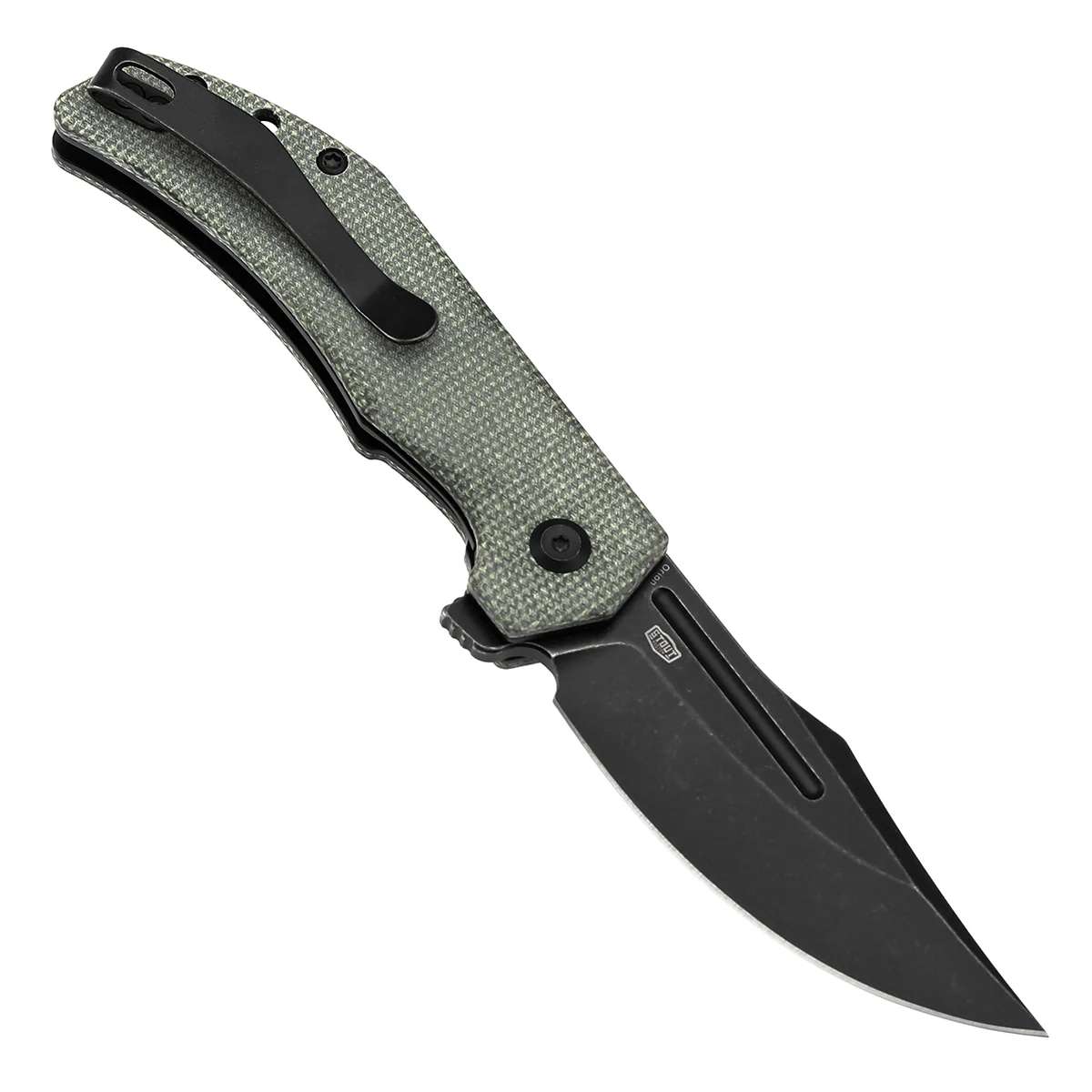 Tenable Orion Flipper Folding Knife | Green Micarta Handle | 3.07" Blackwashed 14C28N | JB Stout Design | B1089A3 - Image 3