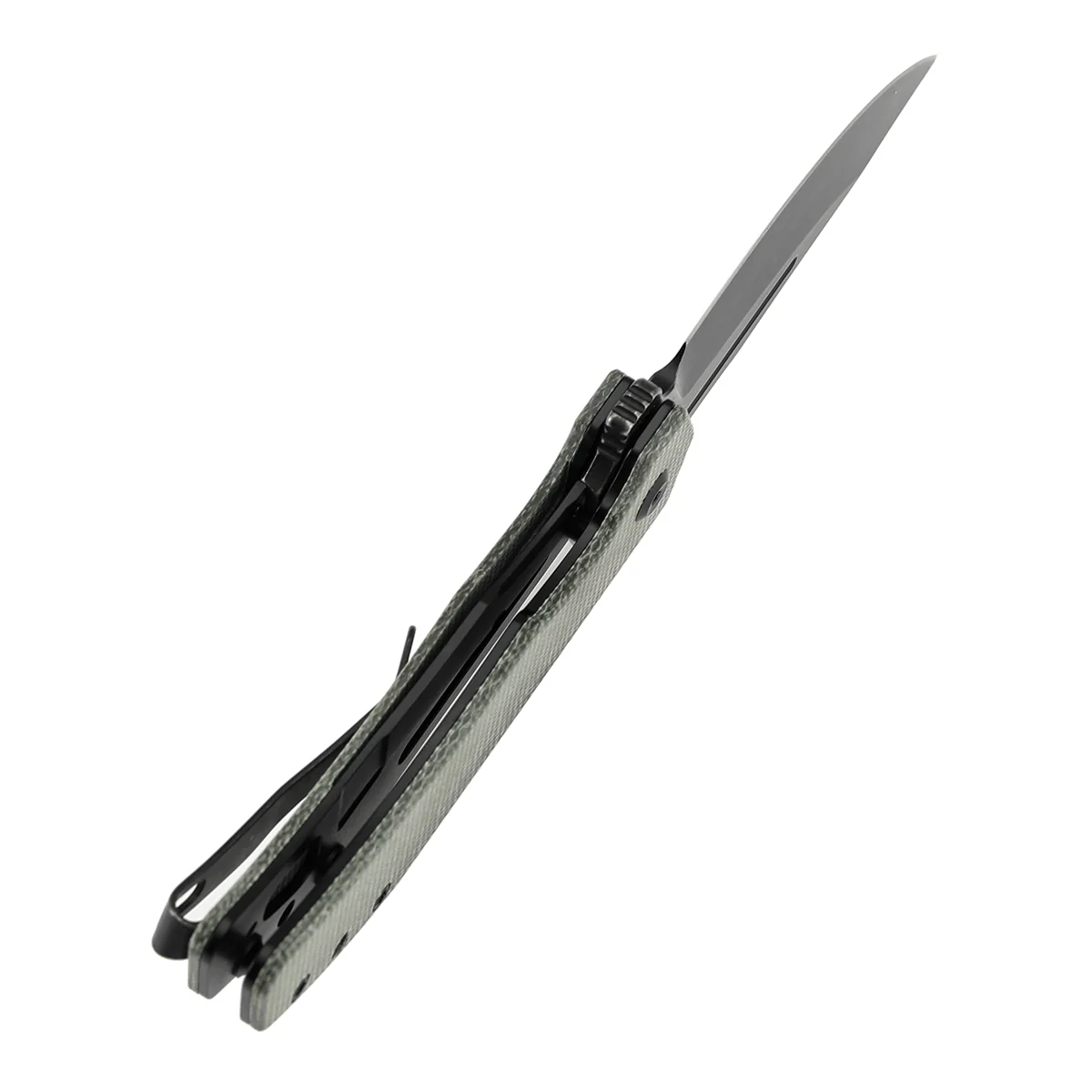 Tenable Orion Flipper Folding Knife | Green Micarta Handle | 3.07" Blackwashed 14C28N | JB Stout Design | B1089A3 - Image 4