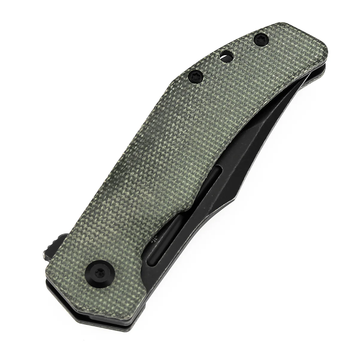 Tenable Orion Flipper Folding Knife | Green Micarta Handle | 3.07" Blackwashed 14C28N | JB Stout Design | B1089A3 - Image 6